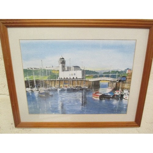 372 - SCARBOROUGH HARBOUR - GOUACHE ON PAPER BY THELMA RAABE - INFORMATION ON BACK - BOUGHT IN 2006-  FRAM... 