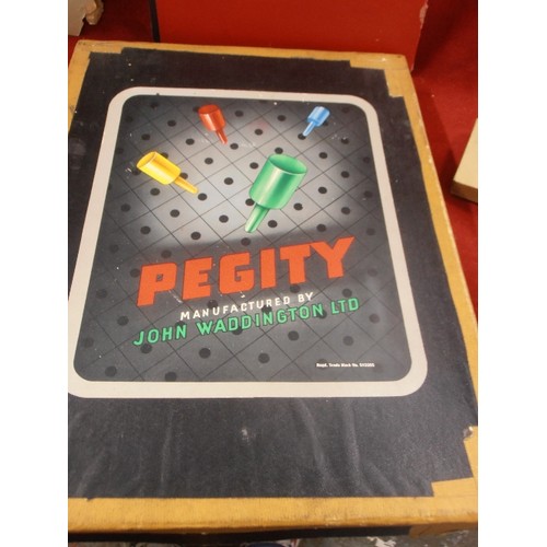 187 - VINTAGE GAMES. INCLUDES 'PEGITY' AND 'SORRY' BY WADDINGTONS. 'TWISTY TEASERS' SOLITAIRE, ALSO SOME V... 