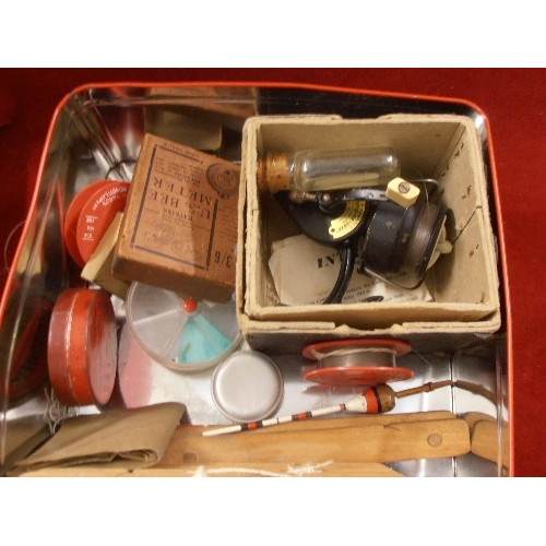 168 - RETRO FISHING TACKLE. LOVELY OLD REELS AND LINES ETC. SOME IN ORIGINAL BOXES.