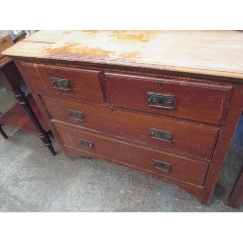 403 - EDWARDIAN PINE DRESSING CHEST WITH MIRROR - ORIGINAL HANDLES  IN THE ART NOUVEAU STYLE