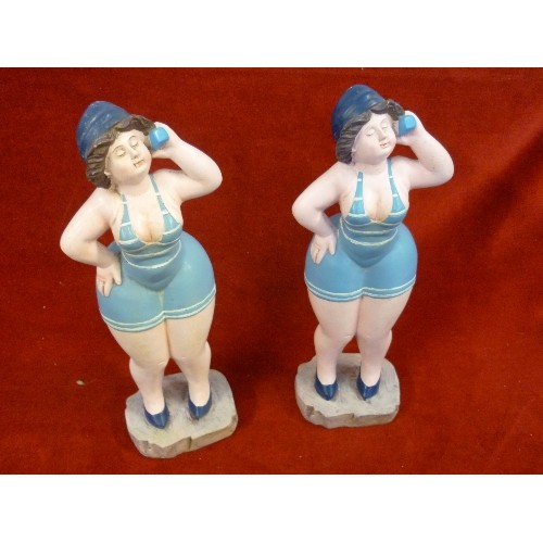 317 - PAIR OF FIGURES OF SUNBATHERS - 31CM