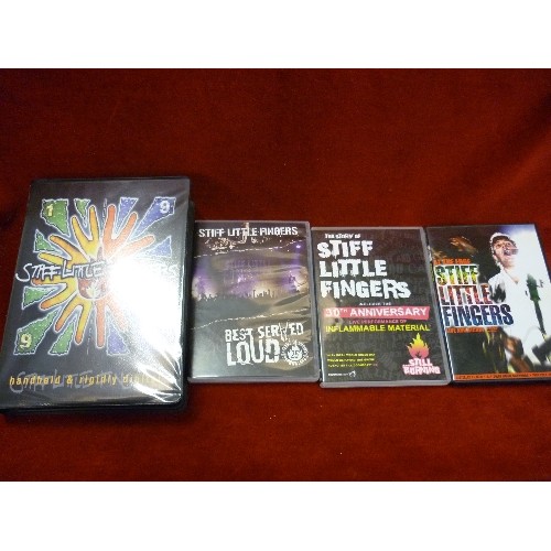 328 - COLLECTION OF STIFF LITTLE FINGERS DVD'S AND A VHS TAPE SET