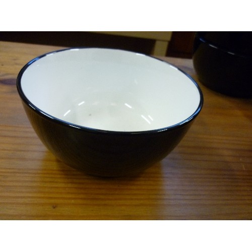 348 - JOHN LEWIS TABLE WARE - IVORY AND BLACK - 8 X DINNER, 8 X SIDE, 8 X BOWLS