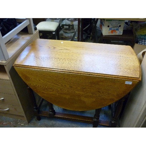 365 - 1930'S GATELEG TABLE WITH LIGHT OAK TOP