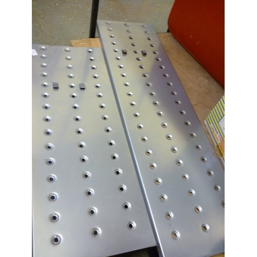 383 - STEEL SCAFFOLD PLANKS WITH DRAINAGE HOLES 114CM X 32CM  & 85CM X 32CM