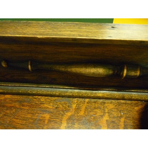 389 - 1920'S OAK SIDEBOARD WITH BARLEY TWIST LEGS AND UPSTAND