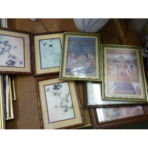 419 - 7 ORIENTAL PRINTS SOME  IN BAMBOO STYLE FRAMES