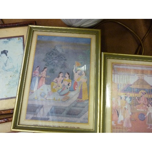 419 - 7 ORIENTAL PRINTS SOME  IN BAMBOO STYLE FRAMES