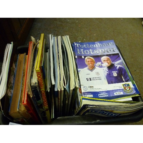 451 - BOX OF MOSTLY FOOTBALL BOOKS AND EPHEMERA. INCLUDES LARGE QUANTITY PROGRAMMES FOR TOTTENHAM HOTSPUR,... 