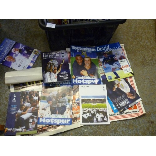 451 - BOX OF MOSTLY FOOTBALL BOOKS AND EPHEMERA. INCLUDES LARGE QUANTITY PROGRAMMES FOR TOTTENHAM HOTSPUR,... 