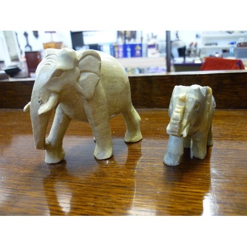 453 - 2 CARVED SOAPSTONE ELEPHANTS