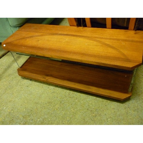 461 - TEAK TV STAND WITH GLASS SHELF