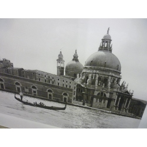 471 - LARGE BLACK AND WHITE PHOTOGRAPH OF VENICE 80CM X 60CM, IN PERSPEX CLIP FRAME