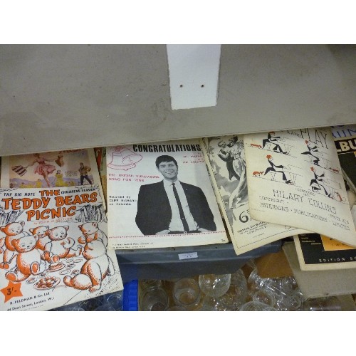 476 - TWO BOXES OF SHEET MUSIC - EARLY TO LATE 20TH CENTURY. INCLUDES WALTZE'S, TANGO ALBUM, CLIFF RICHARD... 