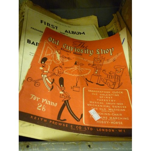 476 - TWO BOXES OF SHEET MUSIC - EARLY TO LATE 20TH CENTURY. INCLUDES WALTZE'S, TANGO ALBUM, CLIFF RICHARD... 