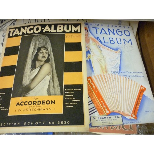 476 - TWO BOXES OF SHEET MUSIC - EARLY TO LATE 20TH CENTURY. INCLUDES WALTZE'S, TANGO ALBUM, CLIFF RICHARD... 