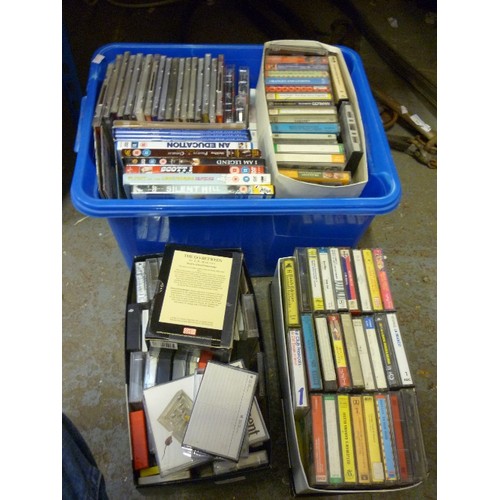 498 - BOX OF CASSETTES AND DVD'S