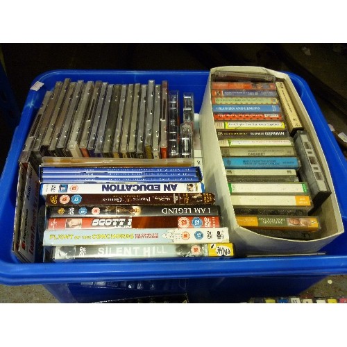 498 - BOX OF CASSETTES AND DVD'S