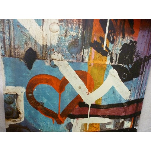 499 - 3 X CANVAS PRINTS INC A LARGE ABSTRACT MODERN PRINT , 90CM X 90CM AND TWO LONDON SKYLINES WITH TOWER... 