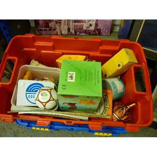 501 - BOX OF TOYS, TONKA DUMPER TRUCK ETC