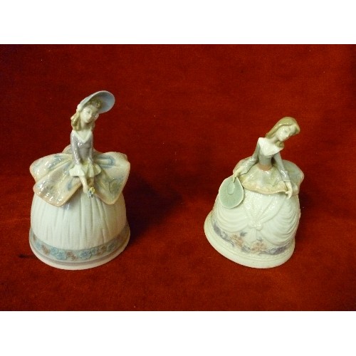 6 - PAIR OF LLADRO LADY BELLS - 12CM