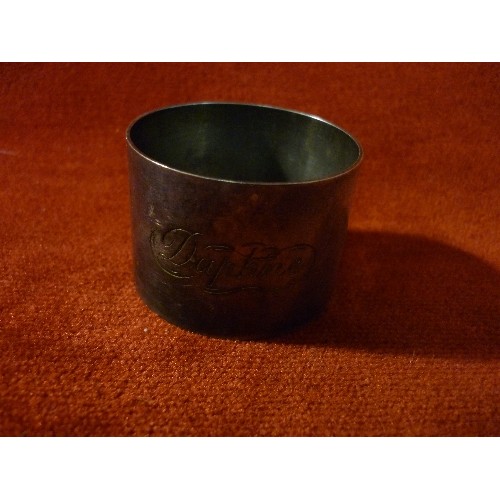 16 - A SILVER NAPKIN RING ENGRAVED 