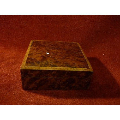 27 - WALNUT VENEERED BOX FULL OF VINTAGE BONE COUNTERS