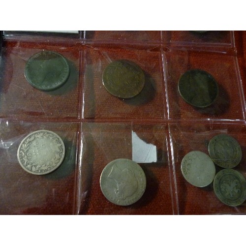 49 - SELECTION OF BRITISH & FOREIGN COINS GEORGIAN AND VICTORIAN PERIOD - INCLUDES 2 VICTORIAN SILVER SHI... 