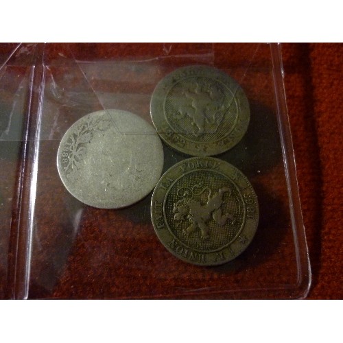 49 - SELECTION OF BRITISH & FOREIGN COINS GEORGIAN AND VICTORIAN PERIOD - INCLUDES 2 VICTORIAN SILVER SHI... 