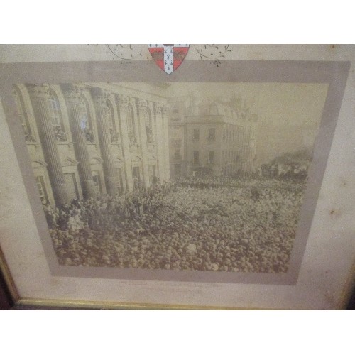 121 - VINTAGE CAMBRIDGE INTEREST - A FRAMED PHOTOGRAPH OF THE PROCLAMATION OF KING EDWARD VII IN JANUARY 1... 