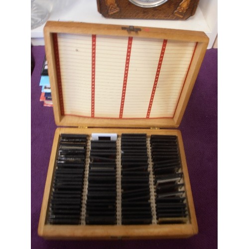 72 - 3 RETRO INDEX CASES OF VINTAGE SLIDES. VARIOUS SUBJECTS, INCLUDING HADDON HALL, CHATSWORTH HOUSE, AN... 