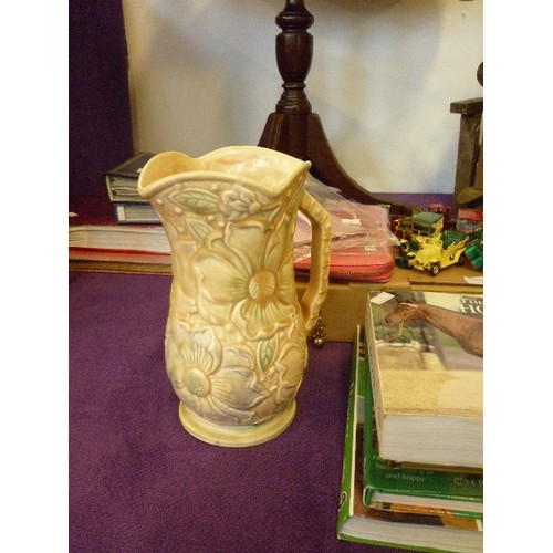 82 - LOVELY VINTAGE 1930'S PRICE KENSINGTON WARE 'SUNFLOWER' FLORAL RELIEF JUG, ALSO SOME GOOD QUALITY EQ... 