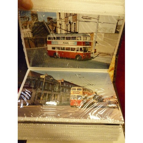 86 - QUANTITY OF VINTAGE TROLLYBUS IMAGES CONTAINED IN 3 PHOTOGRAPH ALBUMS.