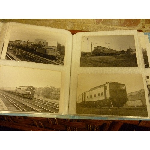 148 - QUANTITY OF MAINLY BLACK & WHITE TRAIN/LOCOMOTIVE PHOTOGRAPHS, DISPLAYED IN 4 ALBUMS. TOGETHER WITH ... 