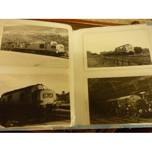 148 - QUANTITY OF MAINLY BLACK & WHITE TRAIN/LOCOMOTIVE PHOTOGRAPHS, DISPLAYED IN 4 ALBUMS. TOGETHER WITH ... 