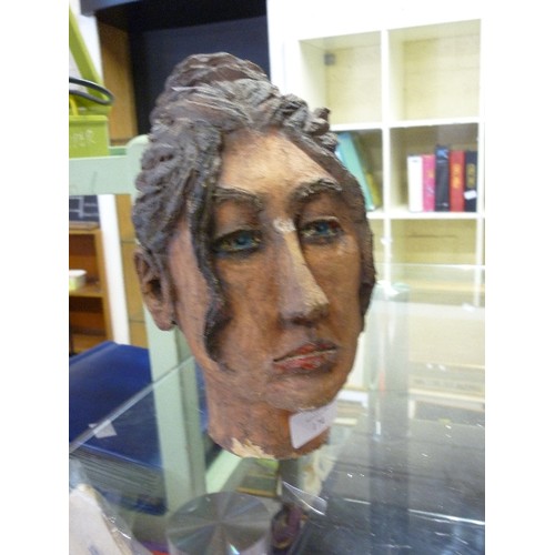 174 - STUDIO POTTERY HEAD OF WOMAN. 24CM H.