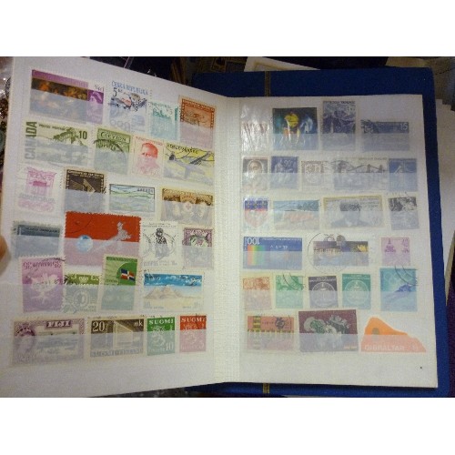 180 - STAMP COLLECTION. VINTAGE STAMP ALBUMS CONTAINING MANY STAMPS. INCLUDING AN ALBUM OF USA & SOUTH AME... 