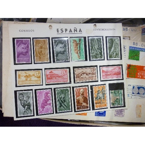 173 - LARGE QUANTITY OF STAMPS. INCLUDES FIRST DAY COVERS AND LOOSE STAMPS.
