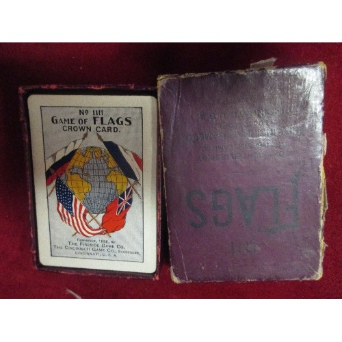 67 - 3 VINTAGE CARD GAMES INC LEXICON FROM 1933, GAME OF FLAGS COPYRIGHT 1896 AND PIT - BULL & BEAR EDITI... 