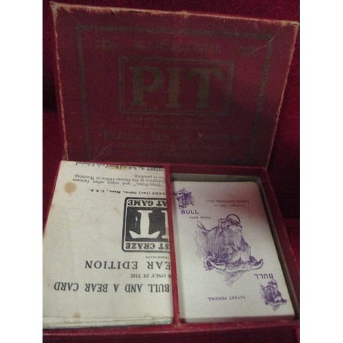 67 - 3 VINTAGE CARD GAMES INC LEXICON FROM 1933, GAME OF FLAGS COPYRIGHT 1896 AND PIT - BULL & BEAR EDITI... 