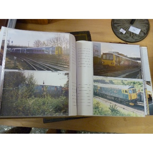186 - QUANTITY OF RAILWAY/TRAIN/LOCOMOTIVE PHOTOGRAPHS. DISPLAYED WITHIN 4 ALBUMS.