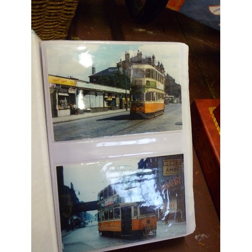 208 - TRAM AND BUS INTEREST. 3 ALBUMS FULL OF 'SPOTTER' PHOTOGRAPHS