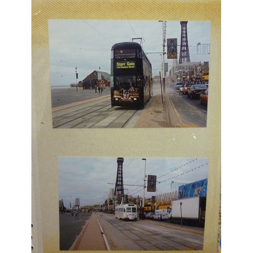 212 - TRAM INTEREST. 4 ALBUMS OF 'TRAM-SPOTTER' PHOTOGRAPHS, INC BLACKPOOL ADVERTISING TRAMS.