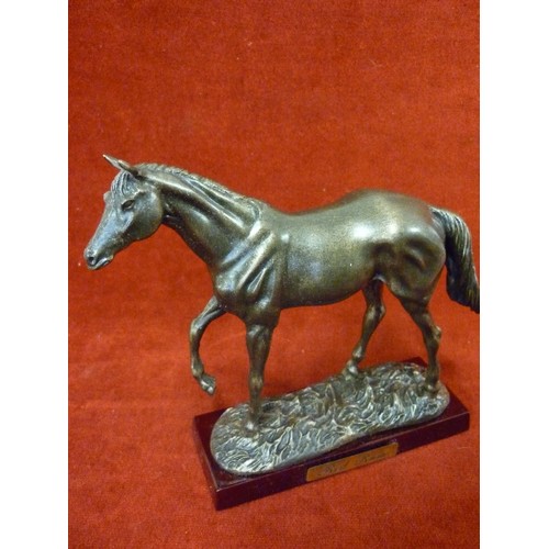 219 - RED RUM. 2 'BRONZED' FIGURES OF CELEBRATED RACEHORSE & GRAND NATIONAL WINNER 'RED RUM' .ONE IS UNOPE... 