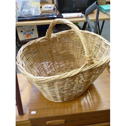 301 - LARGE WICKER SHOPPING BASKET. STURDY HANDLE.