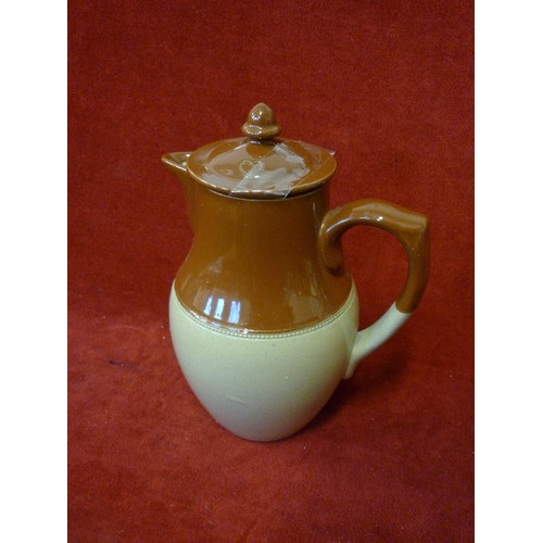 70 - LANGLEY POTTERY STONEWARE JUG. WITH LID.