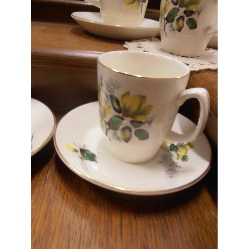 335 - VINTAGE STAFFORDSHIRE COFFEE SERVICE. EMPIRE PORCELAIN. YELLOW FLOWERS.