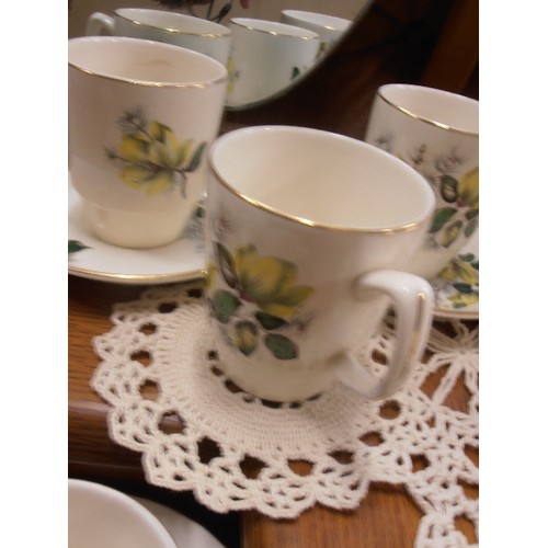 335 - VINTAGE STAFFORDSHIRE COFFEE SERVICE. EMPIRE PORCELAIN. YELLOW FLOWERS.