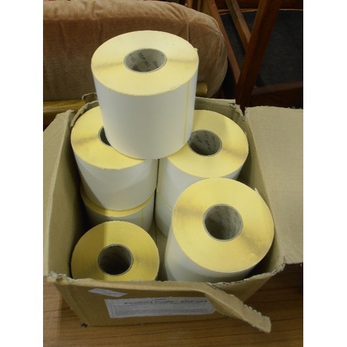 339 - BOX OF 8 X BRAND NEW LARGE SELF-ADHESIVE STICKY LABEL ROLLS.