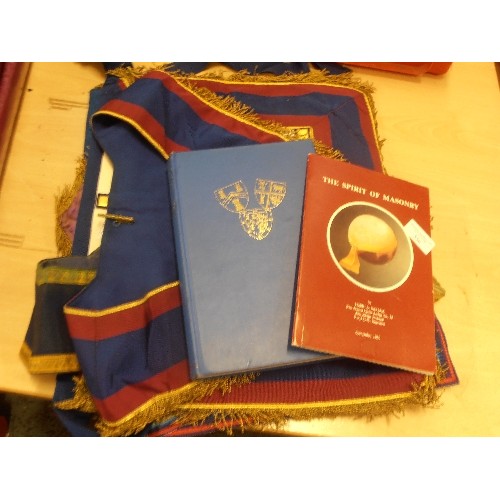 356 - VINTAGE MASONIC REGALIA PROVINCIAL DRESS. APRON AND COLLAR. TOGETHER WITH HARDBACK BOOK 'GRAND LODGE... 